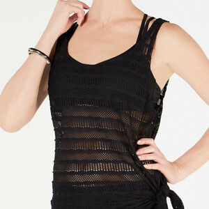Go by Gossip Mix And Mesh Crochet Tankini Top Black Size Medium New